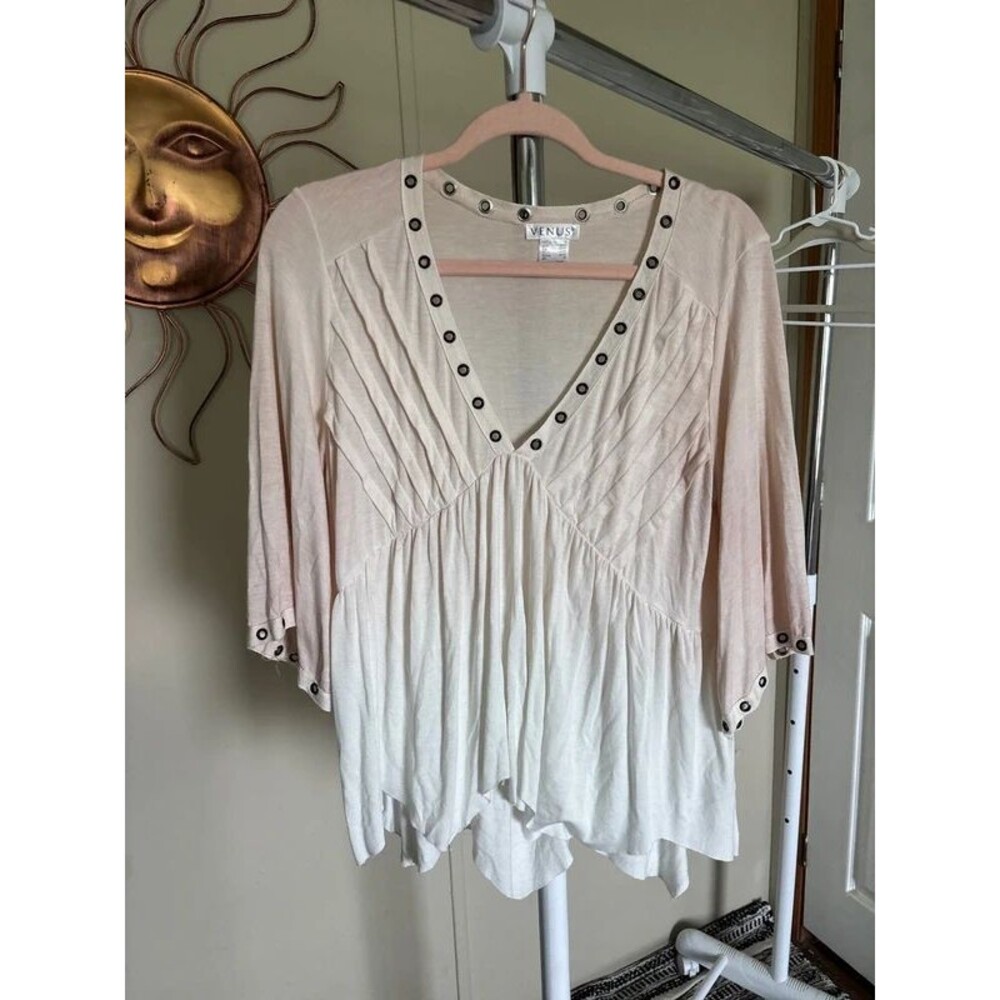 Beautiful pink and white ombre flowy Boho top